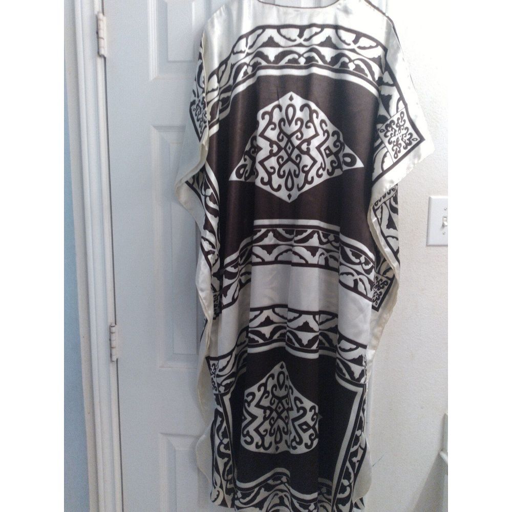 Ninlair Elegant Black & White Geometric Kaftan Bohemian Tribal Print Loungewear